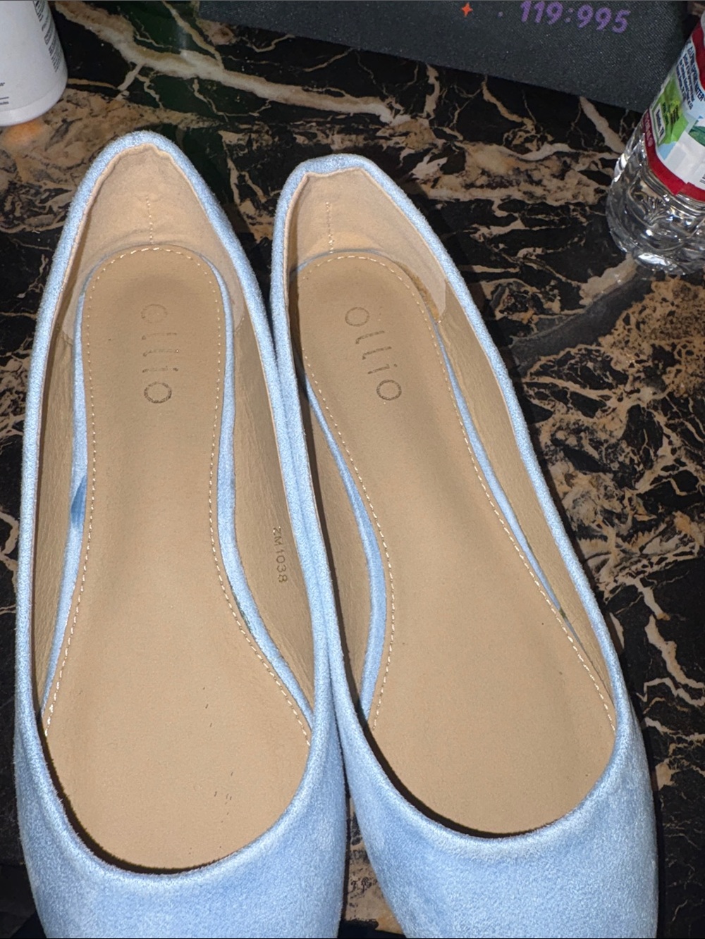Ollio Pastel Blue Women's Suede Ballet Flats